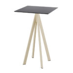Feros Infinity - Bartisch sandfarbenes Gestell + schwarze HPL-Platte 70x70 cm, Sand + Schwarz