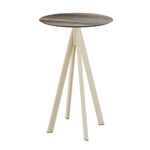 Feros Infinity - Bartisch sandfarbenes Gestell + Tropenholz HPL-Platte Ø70 cm, Sand + Tropenholz