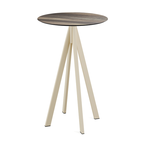 120061270_infinity_bar_table_sand-tropical_wood.jpg Feros Infinity - Bartisch sandfarbenes Gestell + Tropenholz HPL-Platte Ø70 cm, Sand + Tropenholz – Bild 1