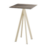 Feros Infinity - Bartisch sandfarbenes Gestell + Tropenholz HPL-Platte 70x70 cm, Sand + Tropenholz