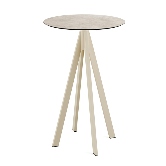 120061370_infinity_bar_table_sand-moonstone.jpg Feros Infinity - Bartisch sandfarbenes Gestell + Moonstone HPL-Platte Ø70 cm, Sand + Moonstone – Bild 1