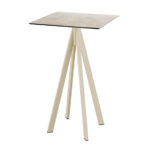 Feros Infinity - Bartisch sandfarbenes Gestell + Moonstone HPL-Platte 70x70 cm, Sand + Moonstone