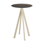 Feros Infinity - Bartisch sandfarbenes Gestell + Riverwashed Holz HPL-Platte Ø70 cm, Sand + Riverwashed Holz