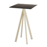 Feros Infinity - Bartisch sandfarbenes Gestell + Riverwashed Holz HPL-Platte 70x70 cm, Sand + Riverwashed Holz