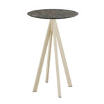 Feros Infinity - Bartisch sandfarbenes Gestell + Galaxy-Marmor HPL-Platte Ø70 cm, Sand + Galaxy Marmor