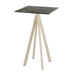 Feros Infinity - Bartisch sandfarbenes Gestell + Galaxy-Marmor HPL-Platte 70x70 cm, Sand + Galaxy Marmor