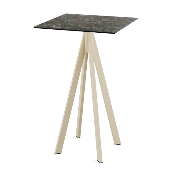 120061577_infinity_bar_table-sand-galaxy_marble.jpg Feros Infinity - Bartisch sandfarbenes Gestell + Galaxy-Marmor HPL-Platte 70x70 cm, Sand + Galaxy Marmor – Bild 1