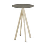 Feros Infinity - Bartisch sandfarbenes Gestell + Midnight-Marmor HPL-Platte Ø70 cm, Sand + Midnight Marmor