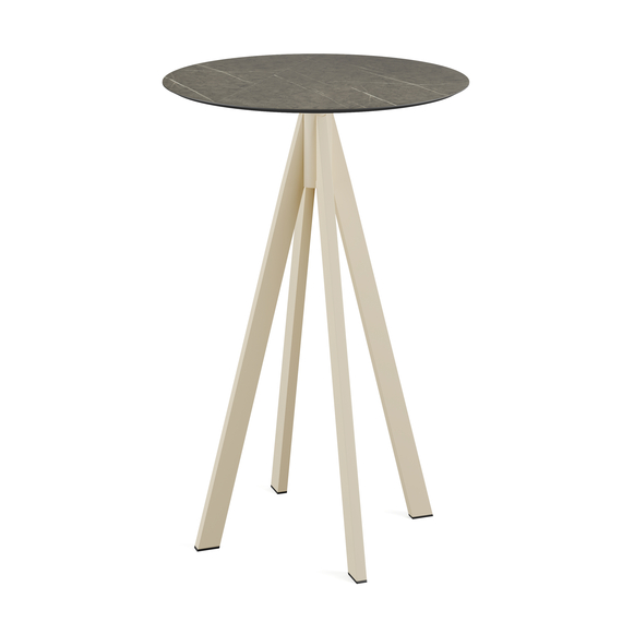 120061670_infinity_bar_table_sand-midnight_marble.jpg Feros Infinity - Bartisch sandfarbenes Gestell + Midnight-Marmor HPL-Platte Ø70 cm, Sand + Midnight Marmor – Bild 1