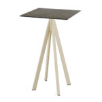 Feros Infinity - Bartisch sandfarbenes Gestell + Midnight-Marmor HPL-Platte 70x70 cm, Sand + Midnight Marmor