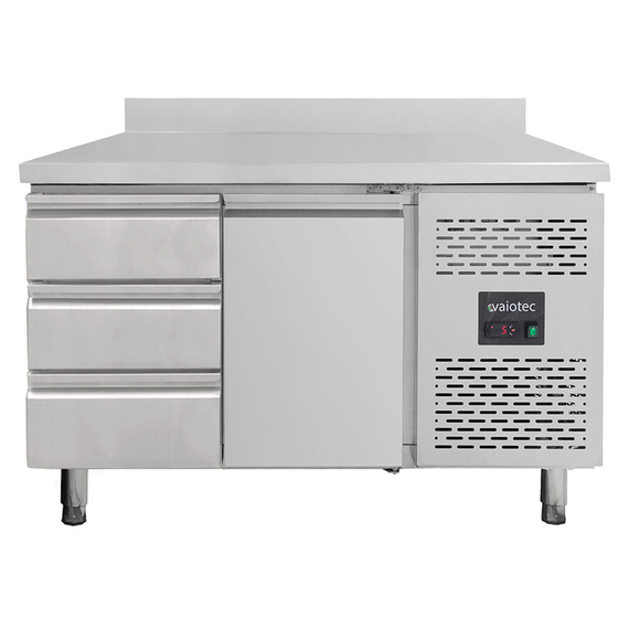 12033-1.jpg Vaiotec Kühltisch / 1 Tür & 3 Schubladen links inkl. Aufkantung - Monoblock, 1360 x 700 mm – Bild 1