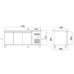 Vaiotec Kühltisch / 2 Türen & 3 Schubladen links - Monoblock, 1795 x 700 mm – Bild 7
