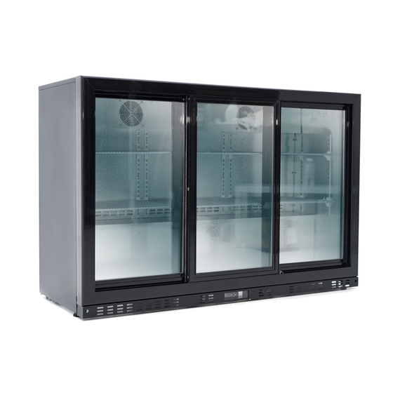 12042-1.jpg Vaiotec Barkühlschrank schwarz / 3 Glasschiebetüren, Höhe 840 mm, 1350 x 520 mm – Bild 1