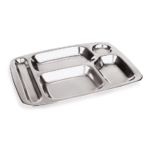 Essentials Abteilschale Set, 5-fach Unterteilung, 36,5 x 26,5 x 2,5 cm, Set á 6 Stück, Chromnickelstahl