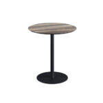 Feros Urban - Terrassentisch schwarzes Gestell + Tropenholz HPL-Platte Ø70 cm, Schwarz + Tropenholz