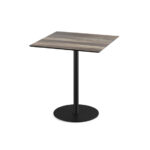 Feros Urban - Terrassentisch schwarzes Gestell + Tropenholz HPL-Platte 70x70 cm, Schwarz + Tropenholz