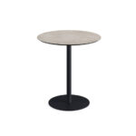 Feros Urban - Terrassentisch schwarzes Gestell + Moonstone HPL-Platte Ø70 cm, Schwarz + Moonstone