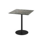 Feros Urban - Terrassentisch schwarzes Gestell + Galaxy-Marmor HPL-Platte 70x70 cm, Schwarz + Galaxy Marmor