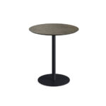 Feros Urban - Terrassentisch schwarzes Gestell + Midnight-Marmor HPL-Platte Ø70 cm, Schwarz + Midnight Marmor