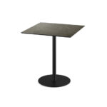Feros Urban - Terrassentisch schwarzes Gestell + Midnight-Marmor HPL-Platte 70x70 cm, Schwarz + Midnight Marmor