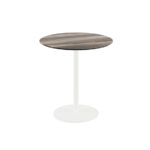 Feros Urban - Terrassentisch weißes Gestell + Tropenholz HPL-Platte Ø70 cm, Weiß + Tropenholz