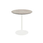 Feros Urban - Terrassentisch weißes Gestell + Moonstone HPL-Platte Ø70 cm, Weiß + Moonstone