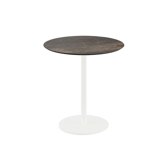 130021470_urban_terrace_table_white-riverwash_wood.jpg Feros Urban - Terrassentisch weißes Gestell + Riverwashed Holz HPL-Platte Ø70 cm, Weiß + Riverwashed Holz – Bild 1