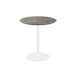 Feros Urban - Terrassentisch weißes Gestell + Galaxy-Marmor HPL-Platte Ø70 cm, Weiß + Galaxy Marmor