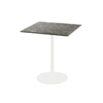 Feros Urban - Terrassentisch weißes Gestell + Galaxy-Marmor HPL-Platte 70x70 cm, Weiß + Galaxy Marmor
