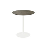 Feros Urban - Terrassentisch weißes Gestell + Midnight-Marmor HPL-Platte Ø70 cm, Weiß + Midnight Marmor