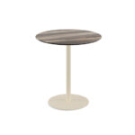 Feros Urban - Terrassentisch sandfarbenes Gestell + Tropenholz HPL-Platte Ø70 cm, Sand + Tropenholz