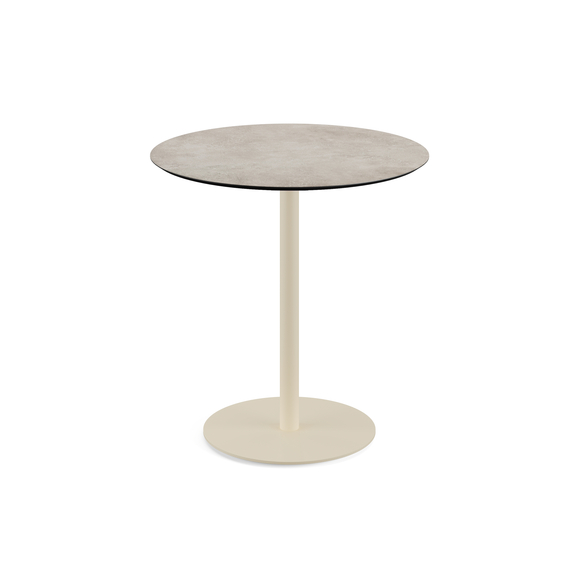 130031370_urban_terrace_table_sand-moonstone.jpg Feros Urban - Terrassentisch sandfarbenes Gestell + Moonstone HPL-Platte Ø70 cm, Sand + Moonstone – Bild 1
