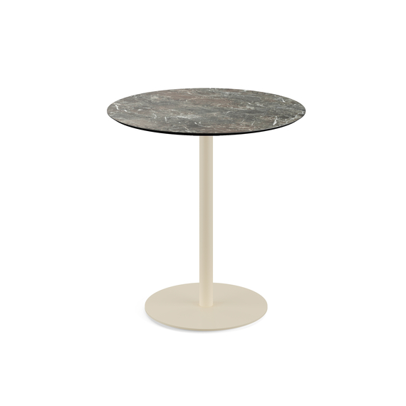 130031570_urban_terrace_table_sand-galaxy_marble.jpg Feros Urban - Terrassentisch sandfarbenes Gestell + Galaxy-Marmor HPL-Platte Ø70 cm, Sand + Galaxy Marmor – Bild 1