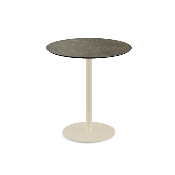 130031670_urban_terrace_table_sand-midnight_marble.jpg Feros Urban - Terrassentisch sandfarbenes Gestell + Midnight-Marmor HPL-Platte Ø70 cm, Sand + Midnight Marmor – Bild 1