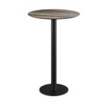 Feros Urban - Bartisch schwarzes Gestell + Tropenholz HPL-Platte Ø70 cm, Schwarz + Tropenholz