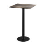 Feros Urban - Bartisch schwarzes Gestell + Tropenholz HPL-Platte 70x70 cm, Schwarz + Tropenholz