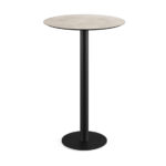 Feros Urban - Bartisch schwarzes Gestell + Moonstone HPL-Platte Ø70 cm, Schwarz + Moonstone