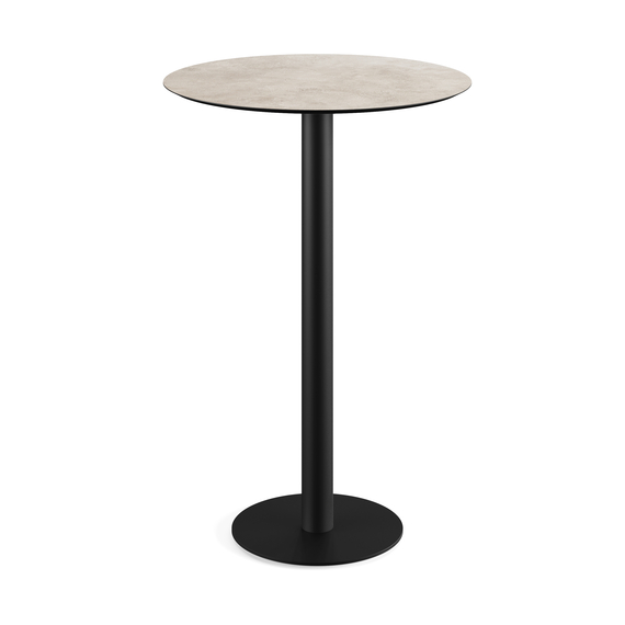 130041370_urban_bar_table_black-moonstone.jpg Feros Urban - Bartisch schwarzes Gestell + Moonstone HPL-Platte Ø70 cm, Schwarz + Moonstone – Bild 1