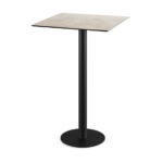 Feros Urban - Bartisch schwarzes Gestell + Moonstone HPL-Platte 70x70 cm, Schwarz + Moonstone