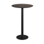 Feros Urban - Bartisch schwarzes Gestell + Riverwashed Holz HPL-Platte Ø70 cm, Schwarz + Riverwashed Holz