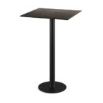 Feros Urban - Bartisch schwarzes Gestell + Riverwashed Holz HPL-Platte 70x70 cm, Schwarz + Riverwashed Holz