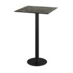Feros Urban - Bartisch schwarzes Gestell + Galaxy-Marmor HPL-Platte 70x70 cm, Schwarz + Galaxy Marmor