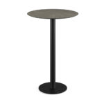 Feros Urban - Bartisch schwarzes Gestell + Midnight-Marmor HPL-Platte Ø70 cm, Schwarz + Midnight Marmor