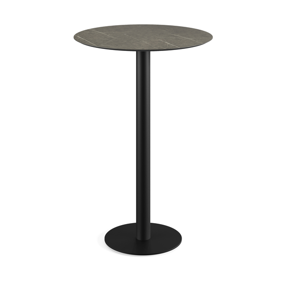 130041670_urban_bar_table_black-midnight_marble.jpg Feros Urban - Bartisch schwarzes Gestell + Midnight-Marmor HPL-Platte Ø70 cm, Schwarz + Midnight Marmor – Bild 1