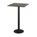 Feros Urban - Bartisch schwarzes Gestell + Midnight-Marmor HPL-Platte 70x70 cm, Schwarz + Midnight Marmor