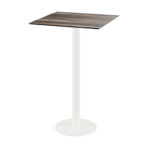 Feros Urban - Bartisch weißes Gestell + Tropenholz HPL-Platte 70x70 cm, Weiß + Tropenholz