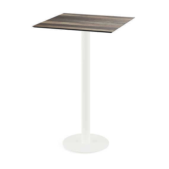130051277_urban_bar_table_white-tropical_wood.jpg Feros Urban - Bartisch weißes Gestell + Tropenholz HPL-Platte 70x70 cm, Weiß + Tropenholz – Bild 1