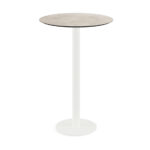Feros Urban - Bartisch weißes Gestell + Moonstone HPL-Platte Ø70 cm, Weiß + Moonstone