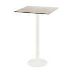 Feros Urban - Bartisch weißes Gestell + Moonstone HPL-Platte 70x70 cm, Weiß + Moonstone