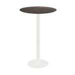 Feros Urban - Bartisch weißes Gestell + Riverwashed Holz HPL-Platte Ø70 cm, Weiß + Riverwashed Holz